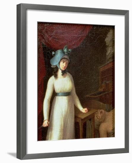 Charlotte Corday (1768-93) and the Assassination of Jean Paul Marat (1743-93), 13th July 1793-null-Framed Giclee Print