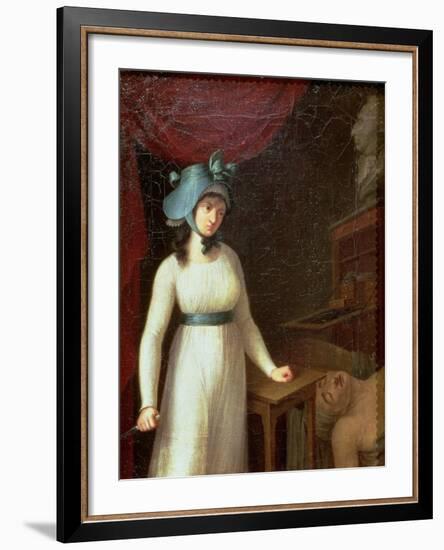 Charlotte Corday (1768-93) and the Assassination of Jean Paul Marat (1743-93), 13th July 1793-null-Framed Giclee Print