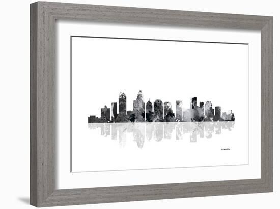 Charlotte NC Skyline BG 1-Marlene Watson-Framed Giclee Print