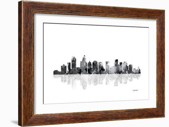 Charlotte NC Skyline BG 1-Marlene Watson-Framed Giclee Print