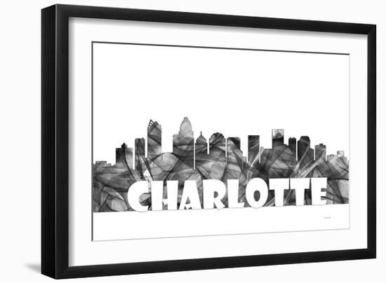 Charlotte NC Skyline BG 2-Marlene Watson-Framed Giclee Print