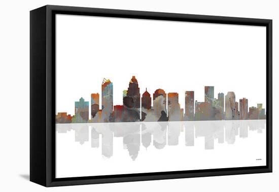Charlotte NC Skyline BW 1-Marlene Watson-Framed Premier Image Canvas