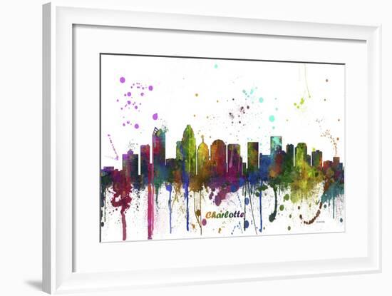 Charlotte NC Skyline MCLR 1-Marlene Watson-Framed Giclee Print