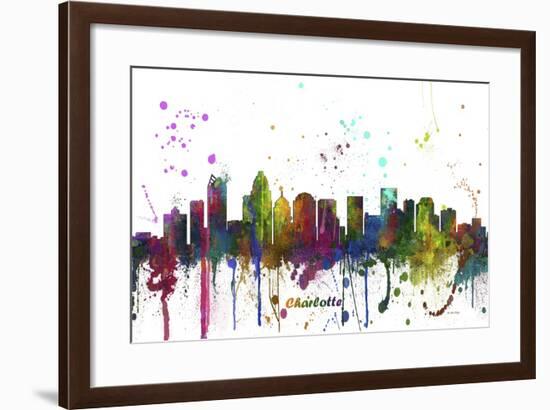 Charlotte NC Skyline MCLR 1-Marlene Watson-Framed Giclee Print