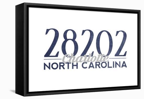Charlotte, North Carolina - 28202 Zip Code (Blue)-Lantern Press-Framed Stretched Canvas
