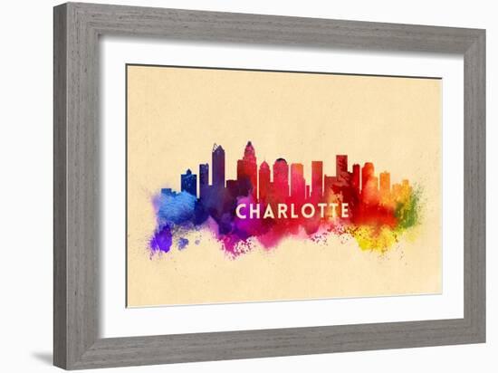 Charlotte, North Carolina - Skyline Abstract-Lantern Press-Framed Art Print