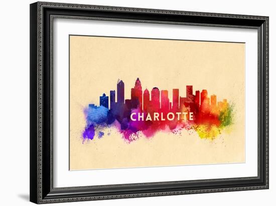 Charlotte, North Carolina - Skyline Abstract-Lantern Press-Framed Art Print