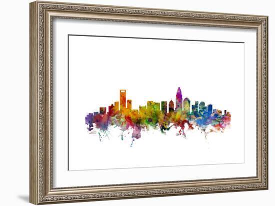 Charlotte North Carolina Skyline-Michael Tompsett-Framed Art Print