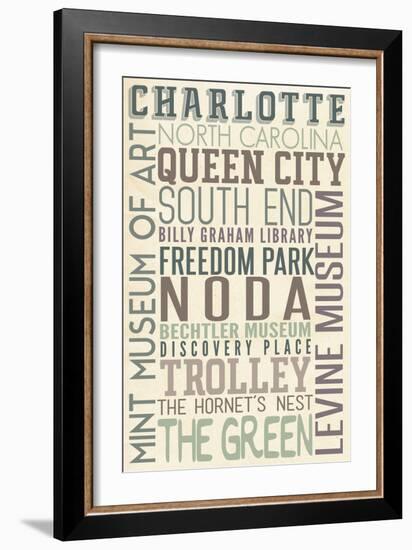 Charlotte, North Carolina - Typography-Lantern Press-Framed Art Print