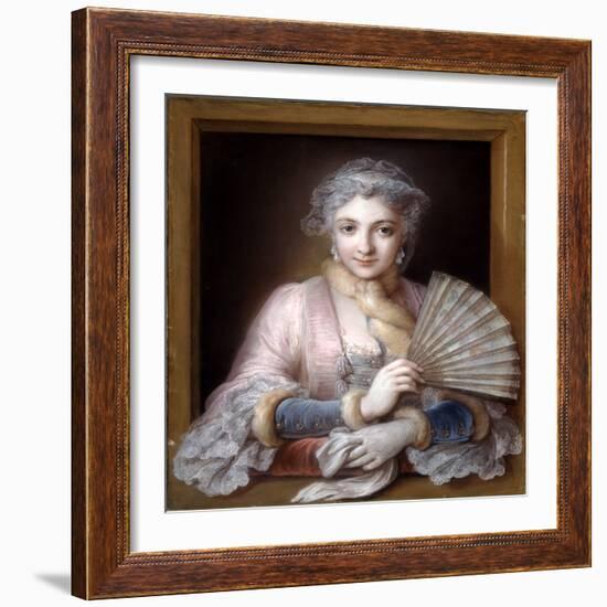 Charlotte Philippine De Chatre De Cange, Marquise De Lamure (Pastel on Blue Paper)-Charles Antoine Coypel-Framed Giclee Print