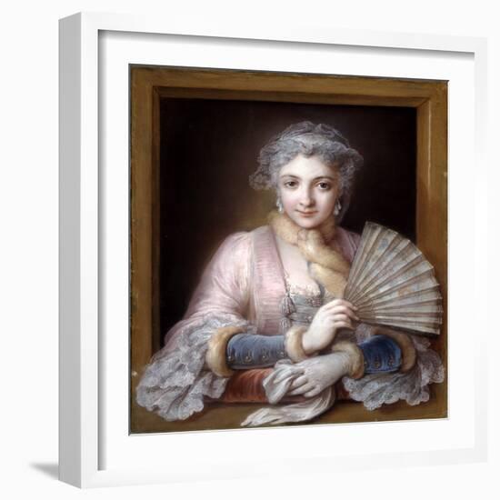 Charlotte Philippine De Chatre De Cange, Marquise De Lamure (Pastel on Blue Paper)-Charles Antoine Coypel-Framed Giclee Print