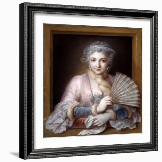 Charlotte Philippine De Chatre De Cange, Marquise De Lamure (Pastel on Blue Paper)-Charles Antoine Coypel-Framed Giclee Print