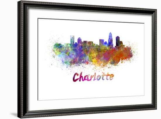 Charlotte Skyline in Watercolor-paulrommer-Framed Art Print