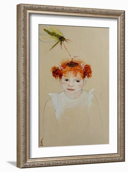 Charlotte with Cicada, 2016-Susan Adams-Framed Giclee Print