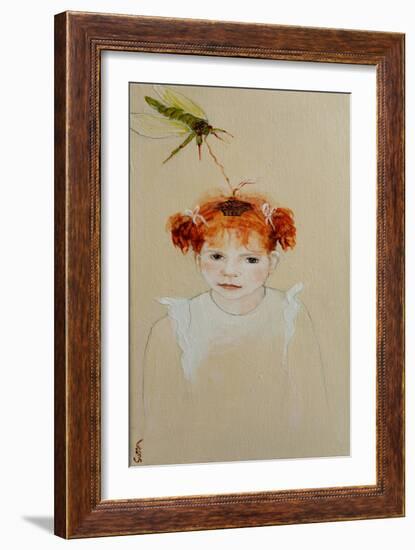 Charlotte with Cicada, 2016-Susan Adams-Framed Giclee Print