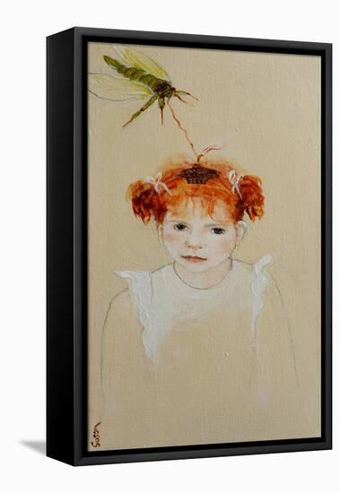Charlotte with Cicada, 2016-Susan Adams-Framed Premier Image Canvas