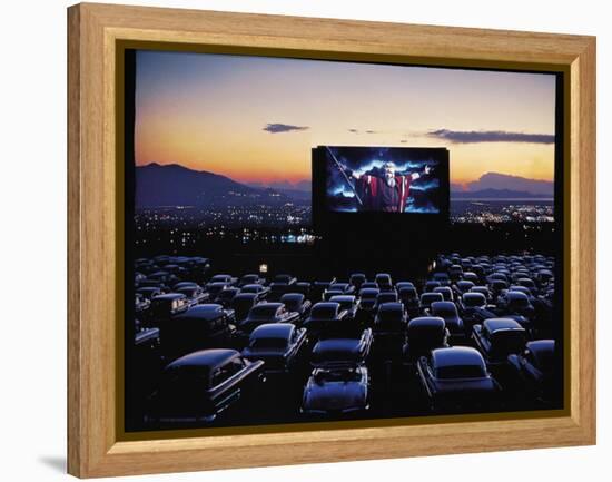 Charlton Heston as Moses in Motion Picture "The Ten Commandments" Shown at Drive in Movie Theater-J. R. Eyerman-Framed Premier Image Canvas