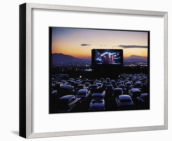 Charlton Heston as Moses in Motion Picture "The Ten Commandments" Shown at Drive in Movie Theater-J. R. Eyerman-Framed Premium Photographic Print