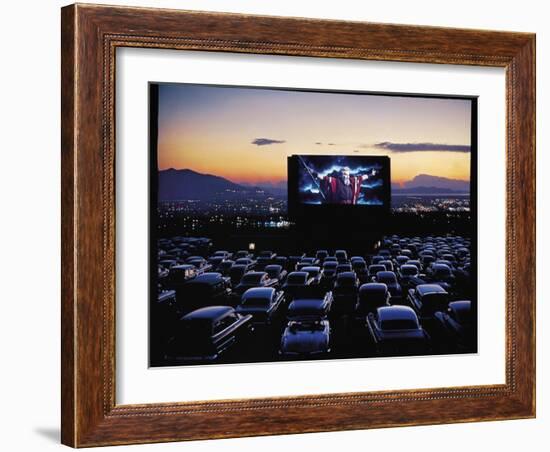 Charlton Heston as Moses in Motion Picture "The Ten Commandments" Shown at Drive in Movie Theater-J. R. Eyerman-Framed Premium Photographic Print