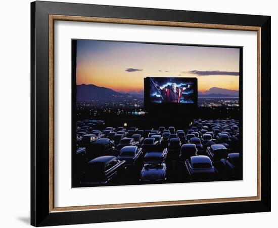 Charlton Heston as Moses in Motion Picture "The Ten Commandments" Shown at Drive in Movie Theater-J. R. Eyerman-Framed Premium Photographic Print