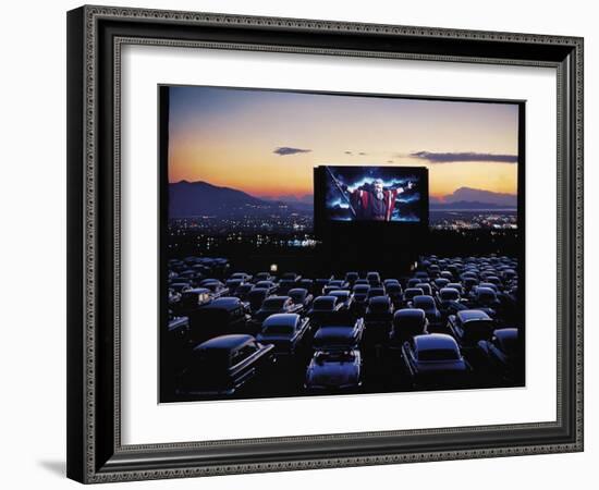 Charlton Heston as Moses in Motion Picture "The Ten Commandments" Shown at Drive in Movie Theater-J. R. Eyerman-Framed Premium Photographic Print