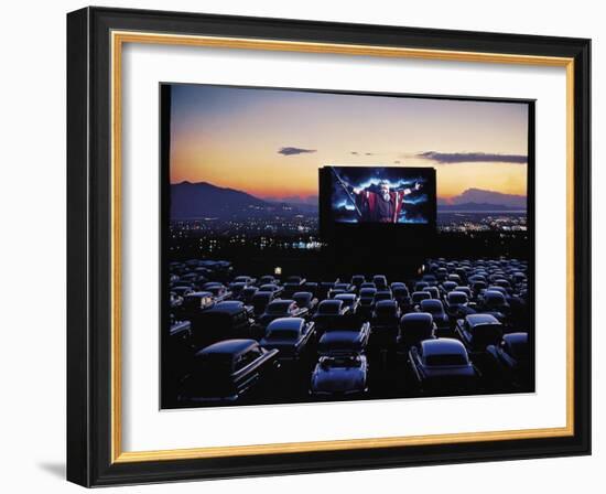 Charlton Heston as Moses in Motion Picture "The Ten Commandments" Shown at Drive in Movie Theater-J. R. Eyerman-Framed Premium Photographic Print