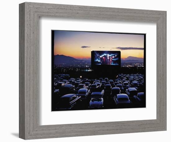 Charlton Heston as Moses in Motion Picture "The Ten Commandments" Shown at Drive in Movie Theater-J. R. Eyerman-Framed Photographic Print