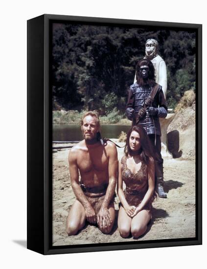 Charlton Heston; Linda Harrison. "Planet of the Apes" [1968], Directed by Franklin J. Schaffner.-null-Framed Premier Image Canvas