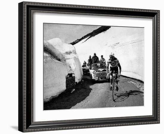 Charly Gaul in a Climb During the 42nd Giro D'Italia-Angelo Cozzi-Framed Giclee Print