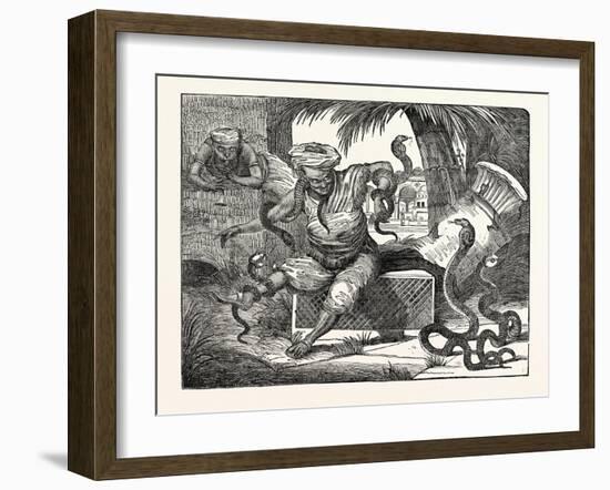 Charmer of Serpents: Indian Jugglers Exhibiting Tamed Snakes-null-Framed Giclee Print