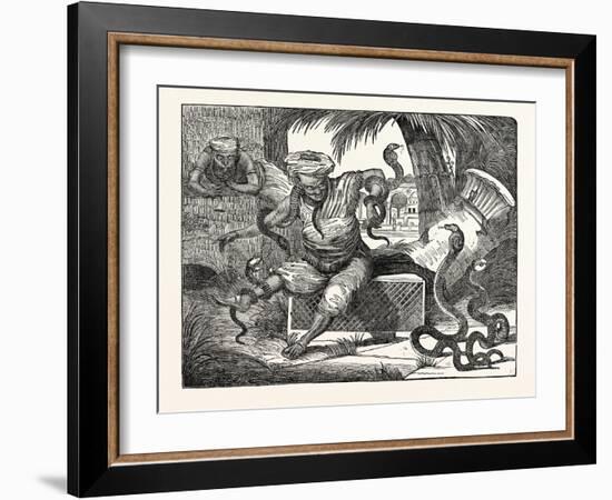 Charmer of Serpents: Indian Jugglers Exhibiting Tamed Snakes-null-Framed Giclee Print