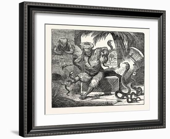 Charmer of Serpents: Indian Jugglers Exhibiting Tamed Snakes-null-Framed Giclee Print