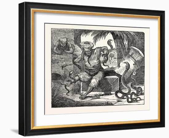 Charmer of Serpents: Indian Jugglers Exhibiting Tamed Snakes-null-Framed Giclee Print