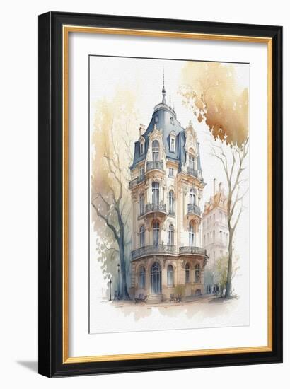 Charming House in Paris Watercolor I-Lana Kristiansen-Framed Art Print