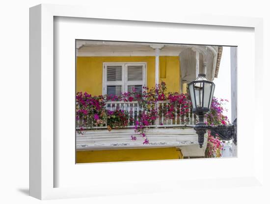 Charming Old World balconies, Cartagena, Colombia.-Jerry Ginsberg-Framed Photographic Print