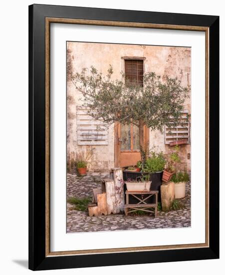 Charming rustic scene in the old town of Matera, Basilicata, Italy, Europe-Karen Deakin-Framed Photographic Print