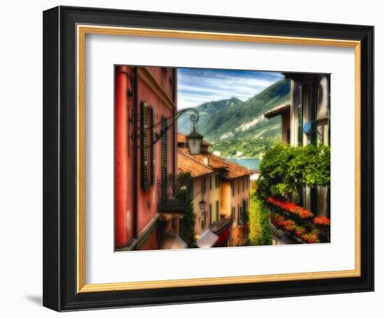 Charming Street Scene in Bellagio II-George Oze-Framed Photographic Print