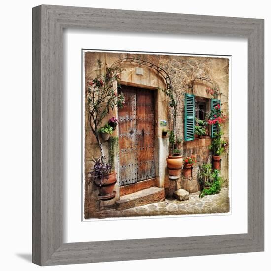 Charming Streets Of Old Mediterranean Towns-Maugli-l-Framed Art Print