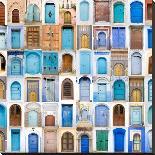 Very Old, Blue And Golden Doors Of Morocco-charobna-Stretched Canvas