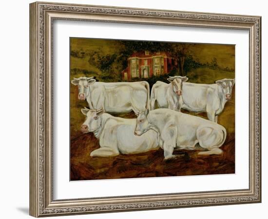 Charolais Bulls, Dippenhall, Farnham-Gareth Lloyd Ball-Framed Giclee Print