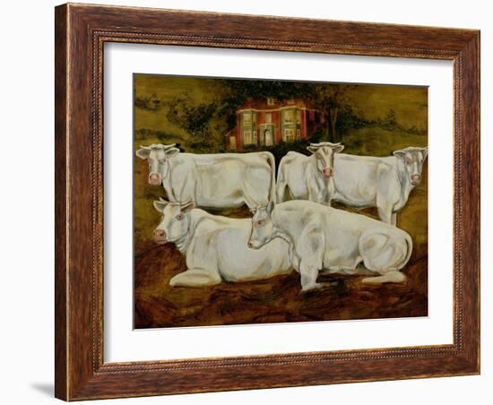 Charolais Bulls, Dippenhall, Farnham-Gareth Lloyd Ball-Framed Giclee Print