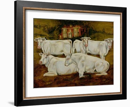 Charolais Bulls, Dippenhall, Farnham-Gareth Lloyd Ball-Framed Giclee Print