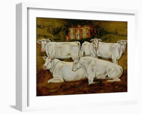 Charolais Bulls, Dippenhall, Farnham-Gareth Lloyd Ball-Framed Giclee Print