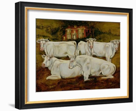 Charolais Bulls, Dippenhall, Farnham-Gareth Lloyd Ball-Framed Giclee Print