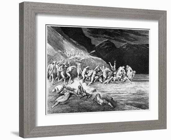 Charon, Illustration from "The Divine Comedy" by Dante Alighieri Paris, Published 1885-Gustave Doré-Framed Giclee Print