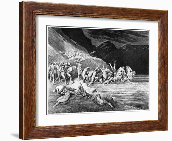 Charon, Illustration from "The Divine Comedy" by Dante Alighieri Paris, Published 1885-Gustave Doré-Framed Giclee Print