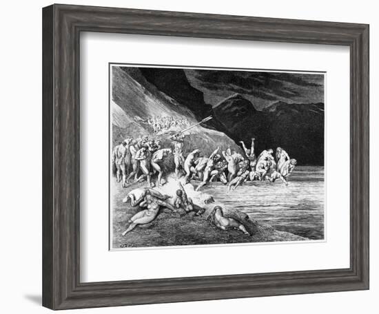 Charon, Illustration from "The Divine Comedy" by Dante Alighieri Paris, Published 1885-Gustave Doré-Framed Giclee Print
