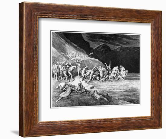 Charon, Illustration from "The Divine Comedy" by Dante Alighieri Paris, Published 1885-Gustave Doré-Framed Giclee Print