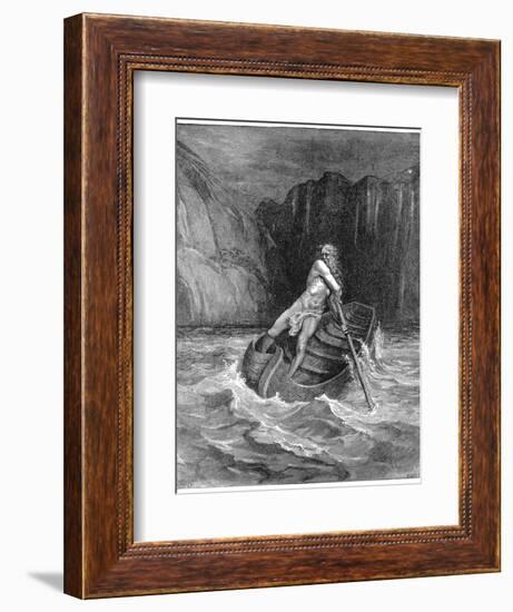 Charon the Ferryman Rowing to Collect Dante and Virgil, to Carry Them across the Styx, 1861-Gustave Doré-Framed Giclee Print