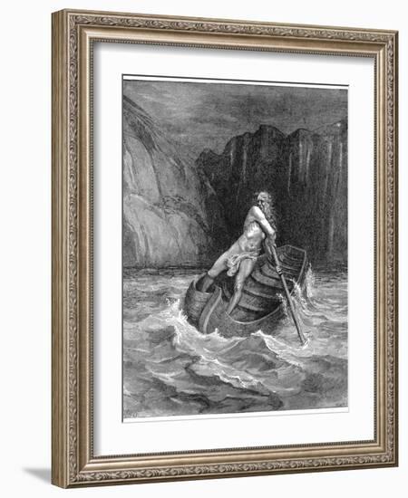 Charon the Ferryman Rowing to Collect Dante and Virgil, to Carry Them across the Styx, 1861-Gustave Doré-Framed Giclee Print